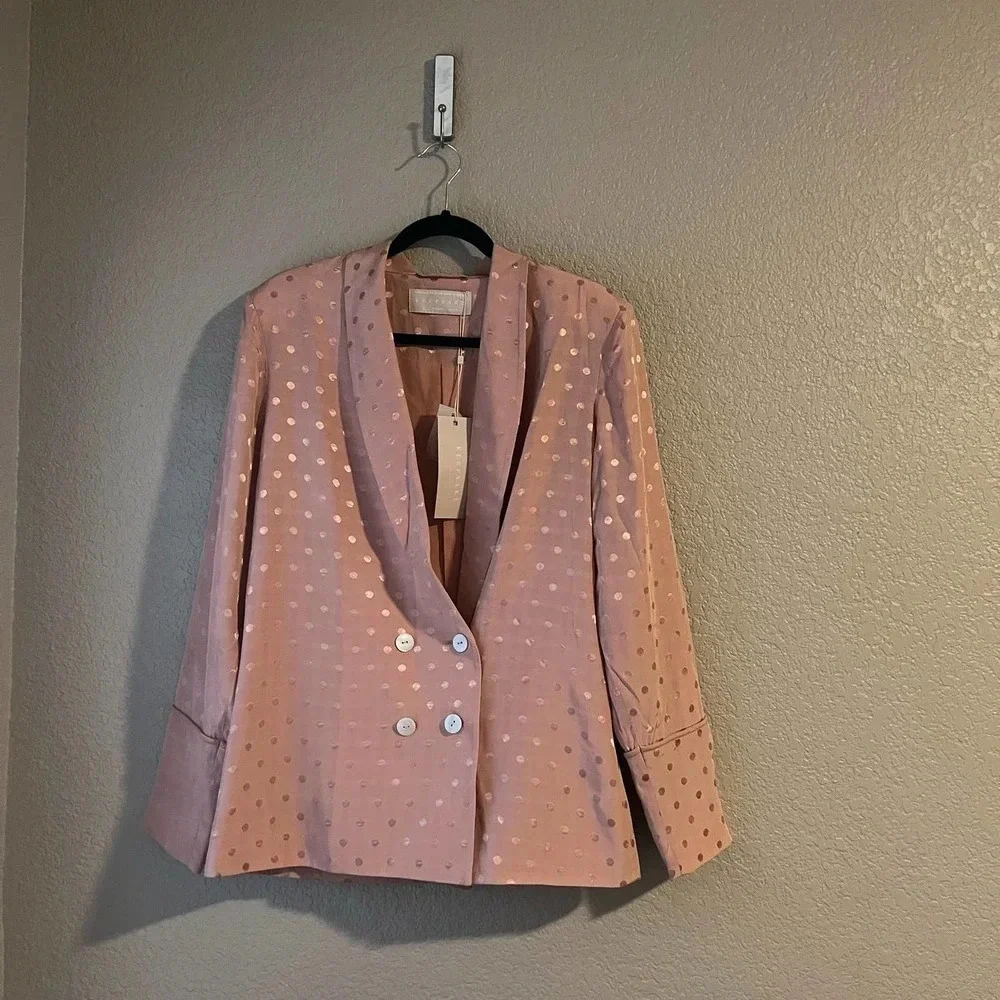 New Keepsake the Label Promise Peach Polka Dot Double Breasted Blazer NWT